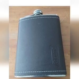 Coleman Whiskey Leather Flask  Stainless Steel 8 oz